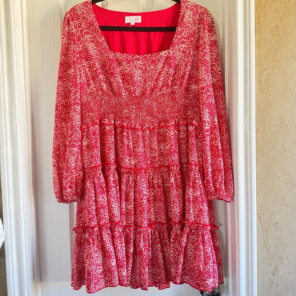 {Pink Lily} Red Floral Dress